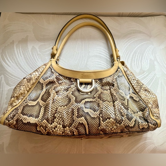 RARE Gucci Python Snake Skin Hobo Handbag With D-Ring - Picture 1 of 16